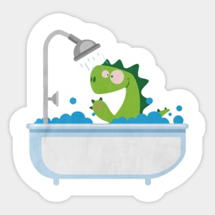 Dinosaur is taking a bath Sticker